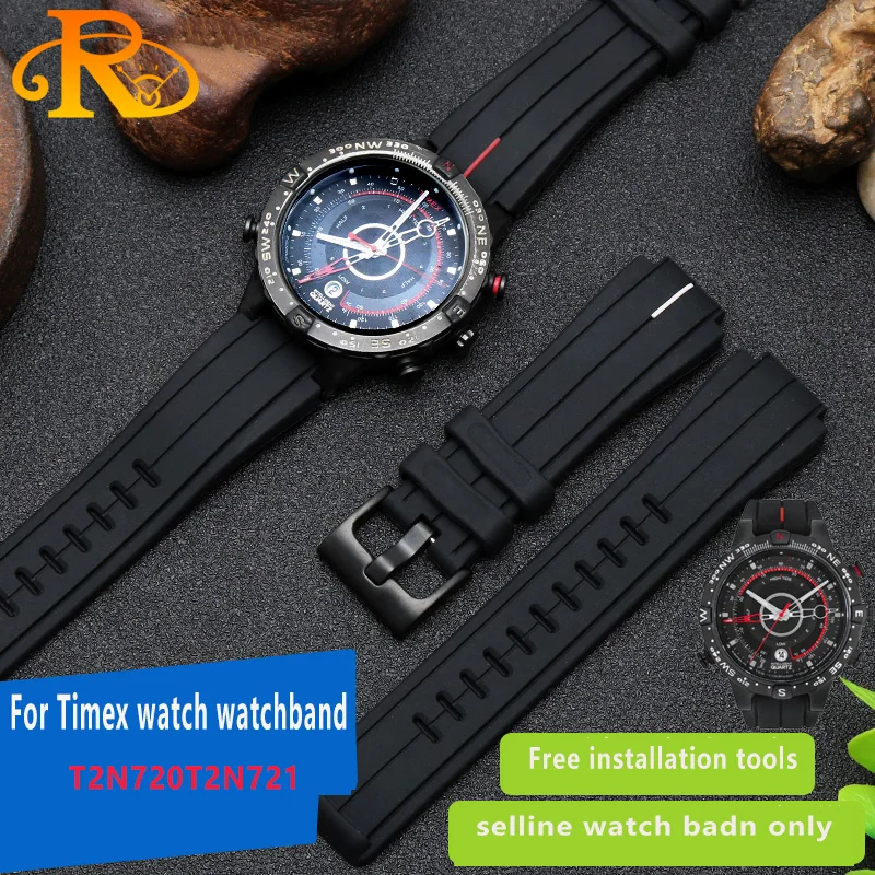 

Ремешок силиконовый для часов timex T2N720 T2N721 TW2T76300, резиновый водонепроницаемый браслет с выпуклым интерфейсом 16 мм