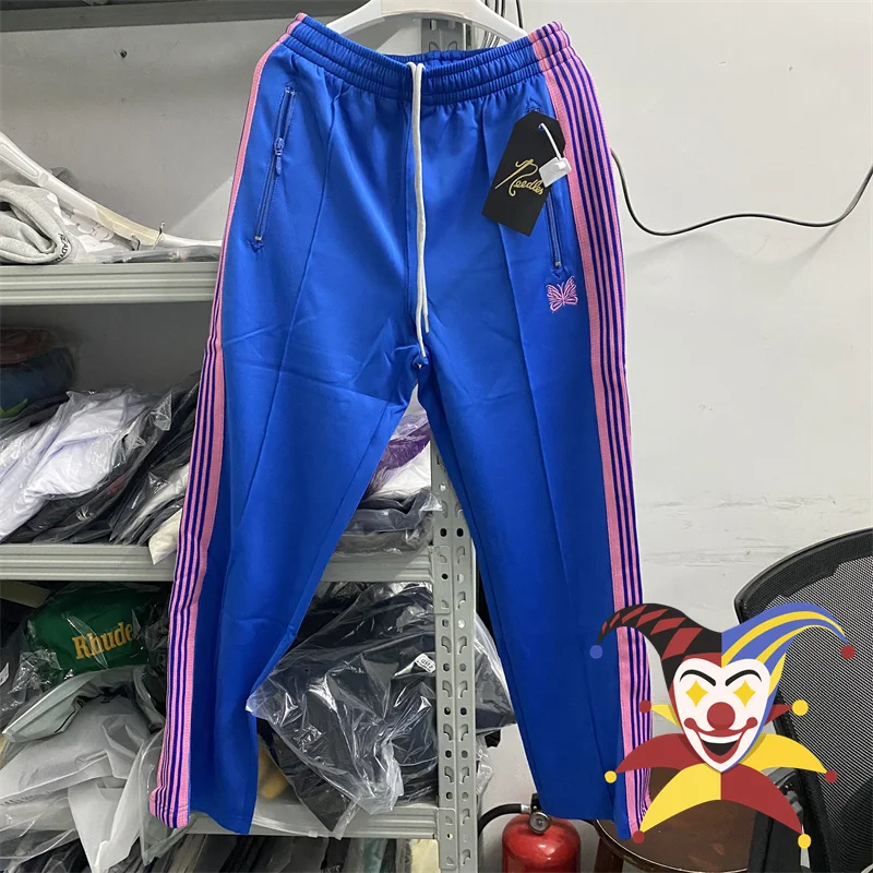 Blue Needles Sweatpants Men Women Pink Stripe Butterfly Track Pants Narrow AWGE Trousers
Blue Needles Sweatpants Men Women Pink Stripe Butterfly Track Pants Narrow AWGE Trousers