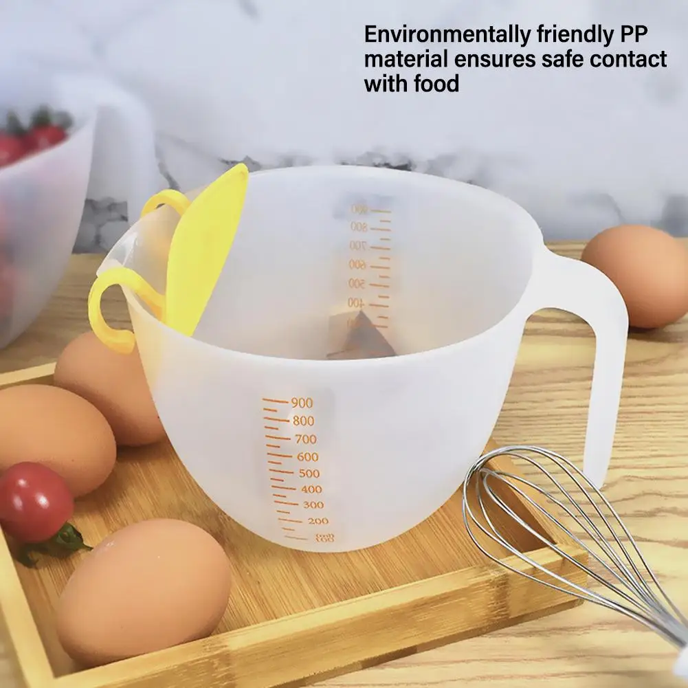 

Egg Liquid Measuring Bowl With Scale Froth Filtering Plate Washing Strainer Basket Tool Kitchen Multifunction Baking Cake A1g3