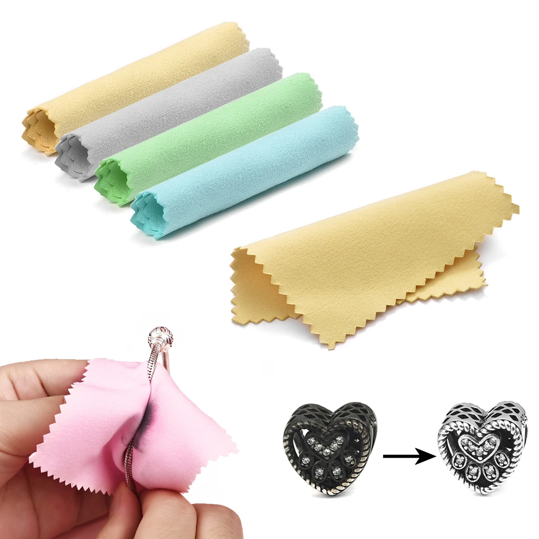 

10Pcs Sterling Silver Polishing Cloth Silver Color Cleaning Cloths With Individually Package Soft Clean Jewelry Tool Wholesale