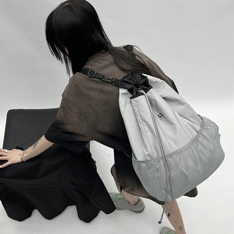 Gray Nylon Lightweight Large Capacity Mesh Backpack Women Drawstring Strap Pocket Schoolbag Original Women Bag Trend Mesh New
Gray Nylon Lightweight Large Capacity Mesh Backpack Women Drawstring Strap Pocket Schoolbag Original Women Bag Trend Mesh New