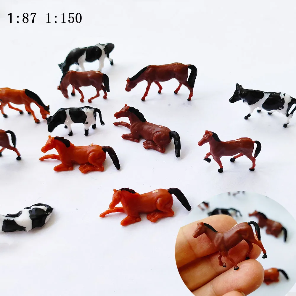 

Scale 1:87 1:150 Miniature Horse/Cow Animals Model For Farm Building Sand Table Scene Layout Materials Diorama Kits 10Pcs