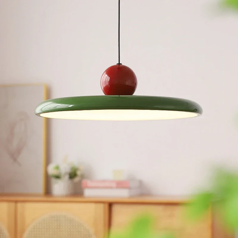 

Nordic LED Pendant Light Cream Wind Flying Saucer Hanging Lamps for Living Room Bedroom Bedsides Restaurant Hotel Illumination