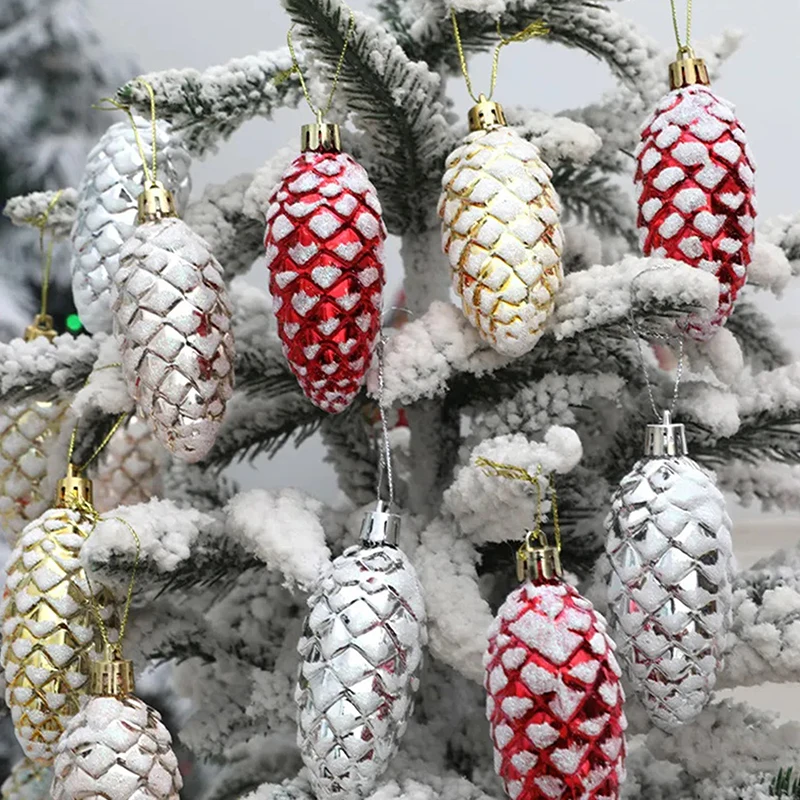 

5Pcs Christmas Painted Pine Cone Balls Hanging Pendants Merry Christmas Tree Decoration For Home Xmas Ornament Gift 2023