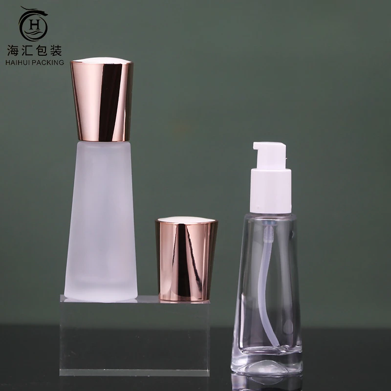 

30ml Cosmetic Container Empty Glass Bottle With Press Pump Liquid Foundation Makeup Cream Lotion Essence Containers Refillable
