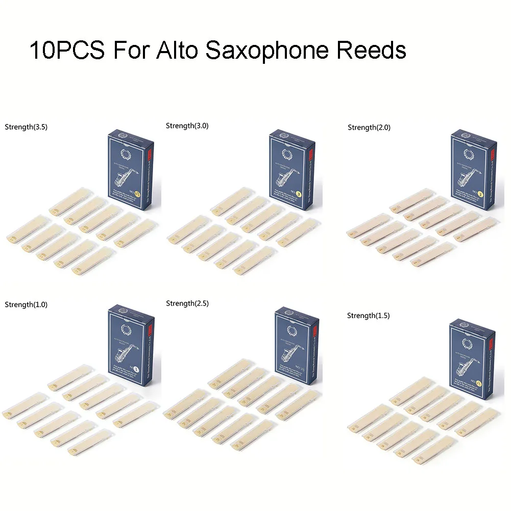 10PCS Alto Saxophone Reeds Full Size Strength 1.0 1.5 2.0 2.5 3.0 3.5 Musical Woodwind Instruments Saxophone Accesseries
10PCS Alto Saxophone Reeds Full Size Strength 1.0 1.5 2.0 2.5 3.0 3.5 Musical Woodwind Instruments Saxophone Accesseries