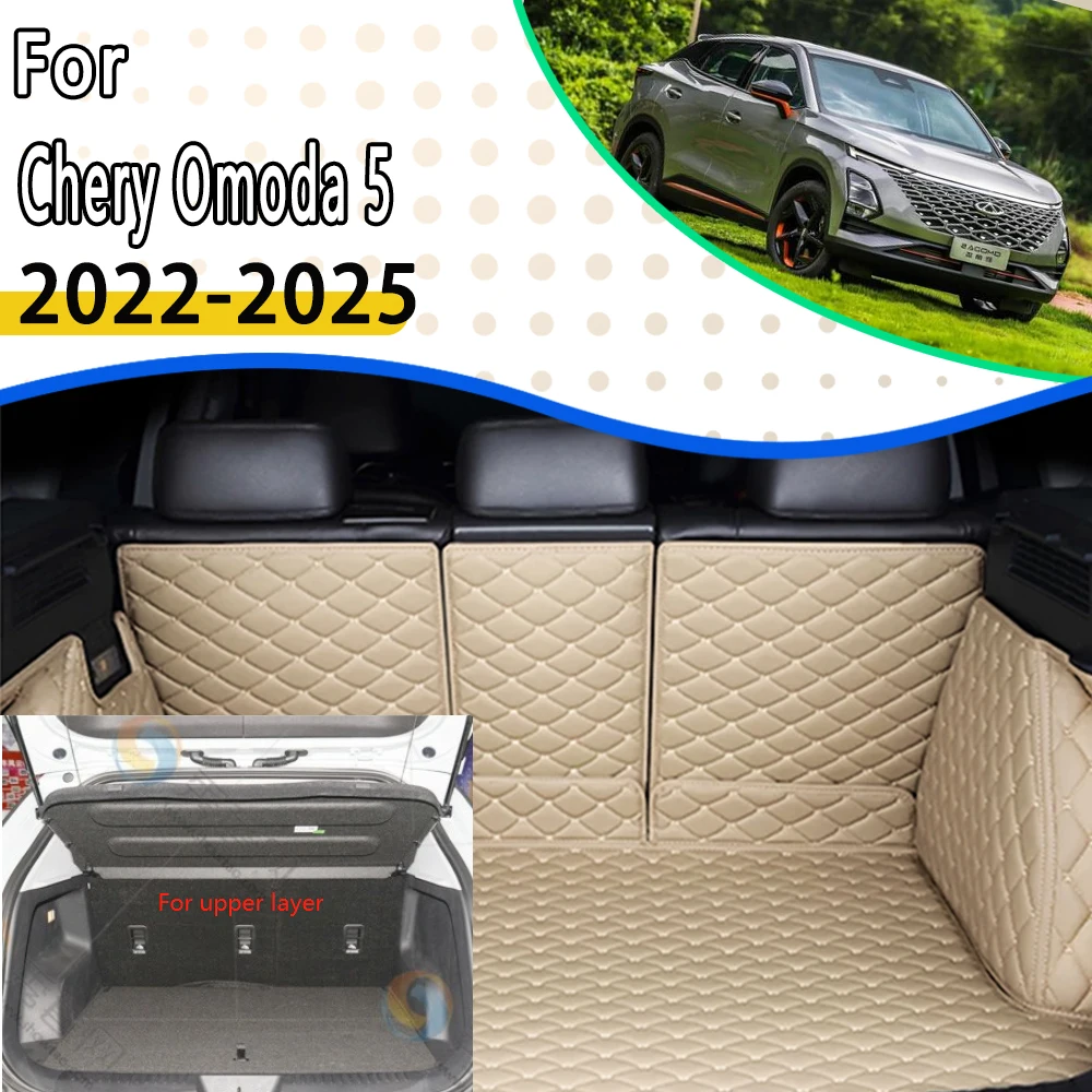 

Car Rear Trunk Mats For Chery Omoda 5 C5 Fownix FX 2022 2023 2024 2025 5seat Leather Pad Cargo Tray Trunk Carpet Car Accessories