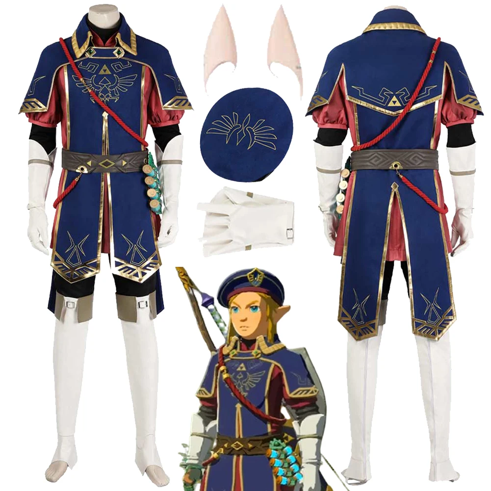 

Royal Guard Link Cosplay Fantasy Outfits Anime Game Zerda Disguise Costume Hat Elf Ears Men Halloween Roleplay Fantasia Outfits