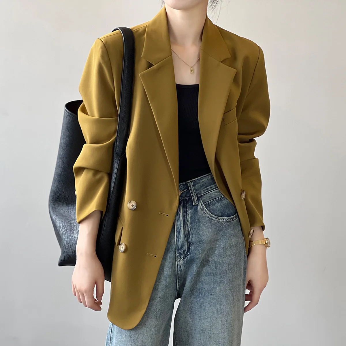 Women's Brown Casual Suit Jacket Blazers Autumn Clothes 2022 Casual Blazer Jacekts Brownish Yellow Double Breasted Loose Outwear
Women's Brown Casual Suit Jacket Blazers Autumn Clothes 2022 Casual Blazer Jacekts Brownish Yellow Double Breasted Loose Outwear