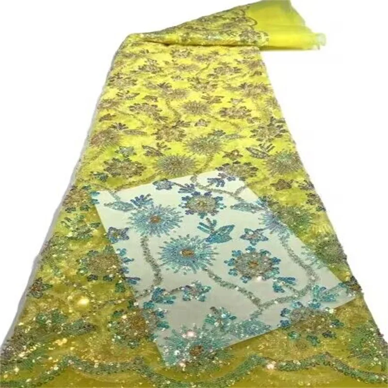 Yellow Nigerian Lace Fabric Sequins Embroidery Groom African Lace Bridal High Quality Beads French Tulle Lace Fabric Wedding
Yellow Nigerian Lace Fabric Sequins Embroidery Groom African Lace Bridal High Quality Beads French Tulle Lace Fabric Wedding