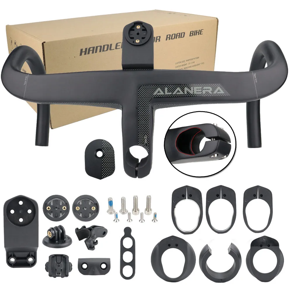 ALANERA Carbon Road Integrated Handlebar 28.6mm Carbon Handlebars With Bike Computer Holder Handlebar Bicycle Parts 360/380/440
ALANERA Carbon Road Integrated Handlebar 28.6mm Carbon Handlebars With Bike Computer Holder Handlebar Bicycle Parts 360/380/440