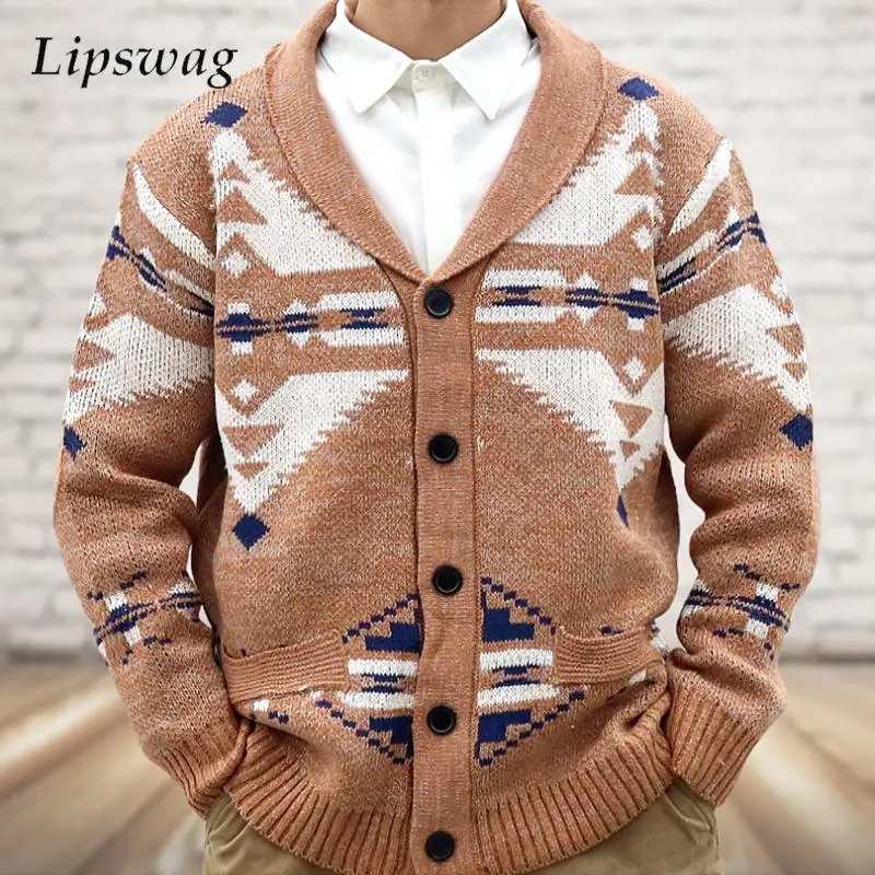 Fashion Pattern Jacquard Crochet Sweatercoat Mens Casual Turndown Collar Button Knitted Coats Men Vintage Knitting Sweater Coat
Fashion Pattern Jacquard Crochet Sweatercoat Mens Casual Turndown Collar Button Knitted Coats Men Vintage Knitting Sweater Coat