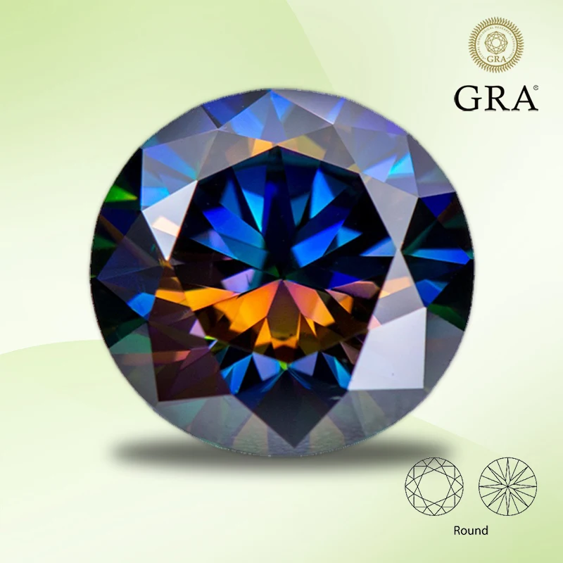 

Moissanite Gemstone Rainbow Purple Round Cut Lab Grown Diamond for DIY Women Jewelry Rings Earrings Making with GRA Certificate