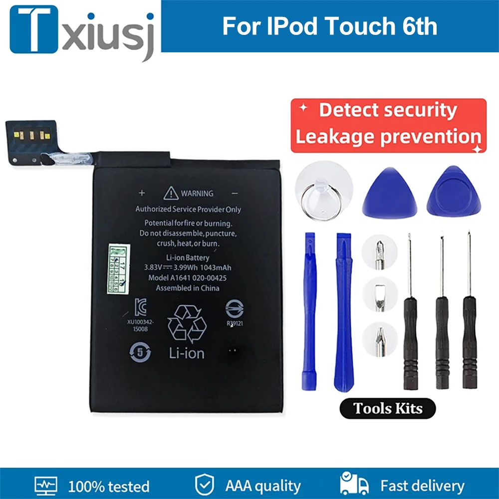 Battery For IPod Touch 6th Generation 6 6g 1043 MAh 3.99Wh A1641 A1574 A1641 020-00425 Replacement Li-polymer Battery
Battery For IPod Touch 6th Generation 6 6g 1043 MAh 3.99Wh A1641 A1574 A1641 020-00425 Replacement Li-polymer Battery