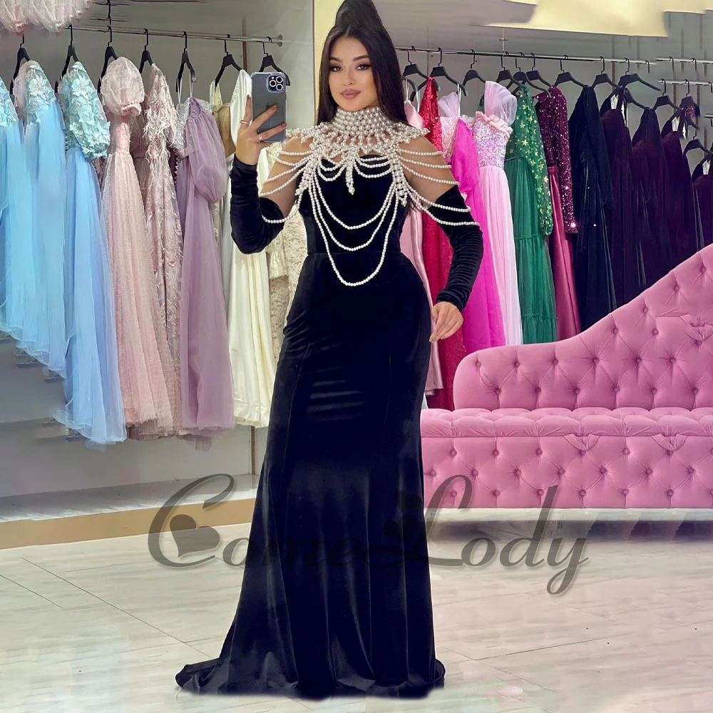 

Comelody Gorgeous High Neck Prom Dresses for Women Mermaid Beading Pleat Vestidos de Graduación Ceremony Party Custom Made