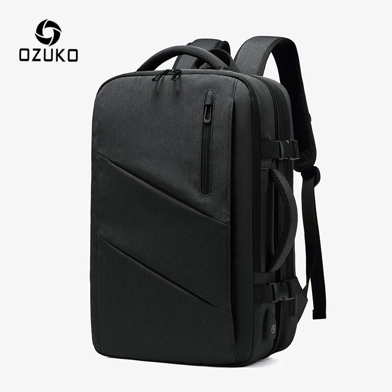 

Men OZUKO Expandable Backpack Multifunctional 15.6 inch Laptop Backpacks Multi-layer Male USB Waterproof School Bag Mochila New