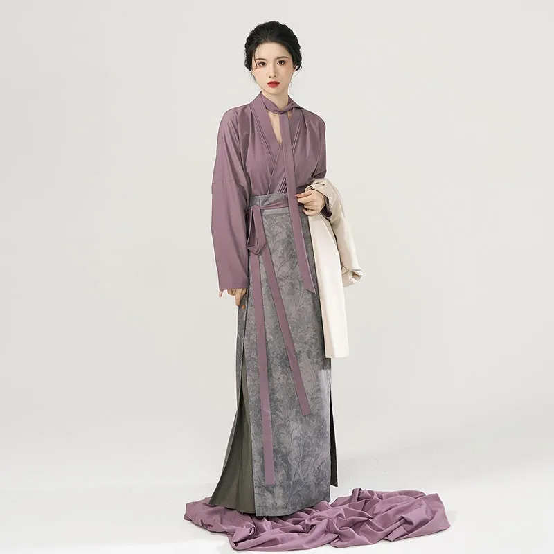 

Original Song Dynasty Hanfu Uniform Han Long Beizi Aircraft Sleeves Improved Skirt Commuting Work Costume