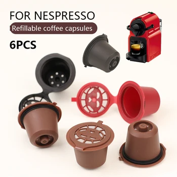 재사용 가능한 네스프레소 커피 캡슐, 재사용 가능한 네스프레소 포드, 스푼 브러시 포함, 6 개