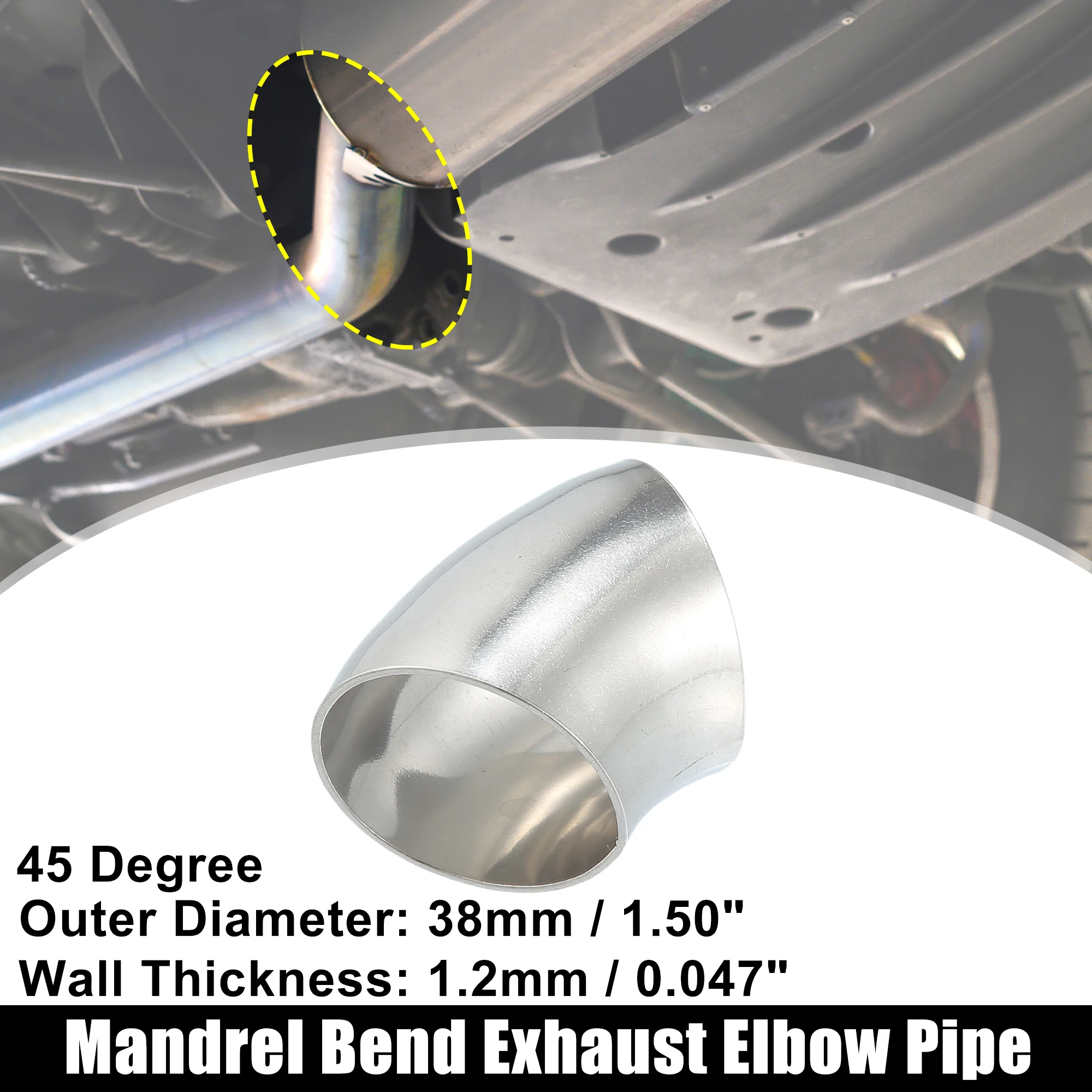

Uxcell OD 25 32 38 51 63 76 102 114 152mm 45 Degree 1-1.5mm Thickness Stainless Steel Mandrel Bend Exhaust Elbow Pipe for Car