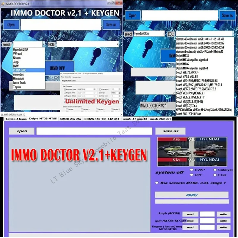 Dernière 2024 IMMO DOCTOR V2.1 With Unlimited KEYGEN MULTI BRAND Immo Off Software ECU Chip Tuning for sim2k MT38 ME 17.9.2 MED1
Dernière 2024 IMMO DOCTOR V2.1 With Unlimited KEYGEN MULTI BRAND Immo Off Software ECU Chip Tuning for sim2k MT38 ME 17.9.2 MED1