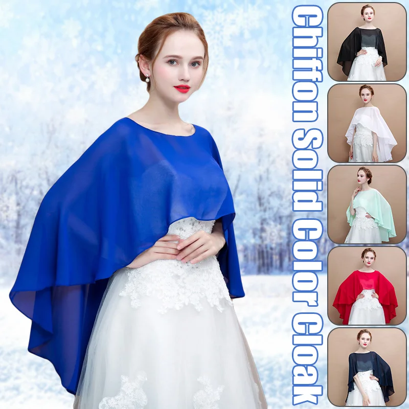 

Women Wedding Capes Bridal Jacket Wraps Chiffon Cape Bolero Shrug Lady Long Shawl Wraps Cloak Evening Wedding Cover Up