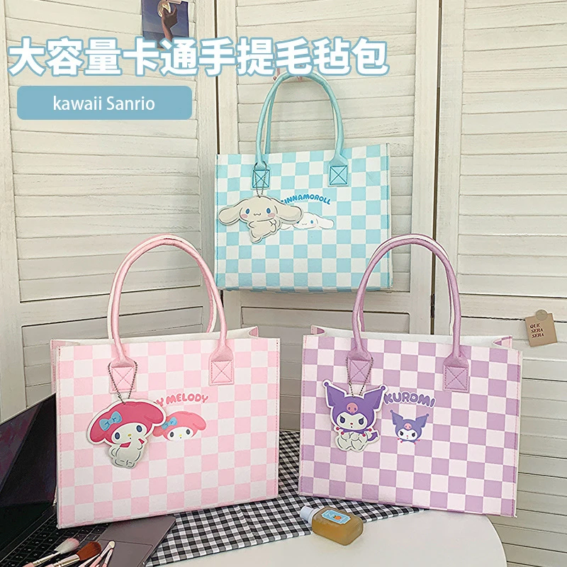 Anime Sanrio Felt Bag My Melody Cinnamoroll Kuromi Cartoon Handbag Plaid Women's Style Versatile Large Capacity Messenger Bag
Anime Sanrio Felt Bag My Melody Cinnamoroll Kuromi Cartoon Handbag Plaid Women's Style Versatile Large Capacity Messenger Bag