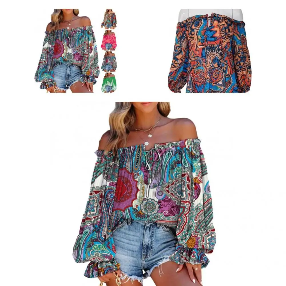 Loose Fit Women Shirt Women Long-sleeved Top Colorful Print Off Shoulder Blouse Soft Breathable Stylish Women's Top for Prom
Loose Fit Women Shirt Women Long-sleeved Top Colorful Print Off Shoulder Blouse Soft Breathable Stylish Women's Top for Prom