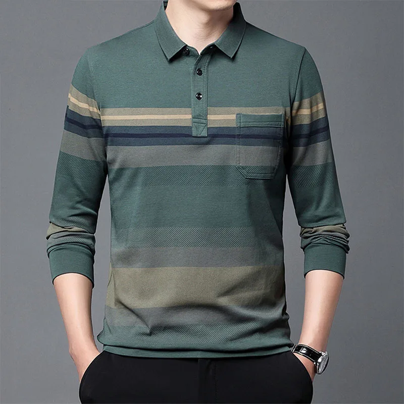 Fashion Men Cotton Striped Polo Shirts Spring Autumn Long Sleeve Lapel Business Loose Korean Male Clothes Streetwear Casual Tops
Fashion Men Cotton Striped Polo Shirts Spring Autumn Long Sleeve Lapel Business Loose Korean Male Clothes Streetwear Casual Tops