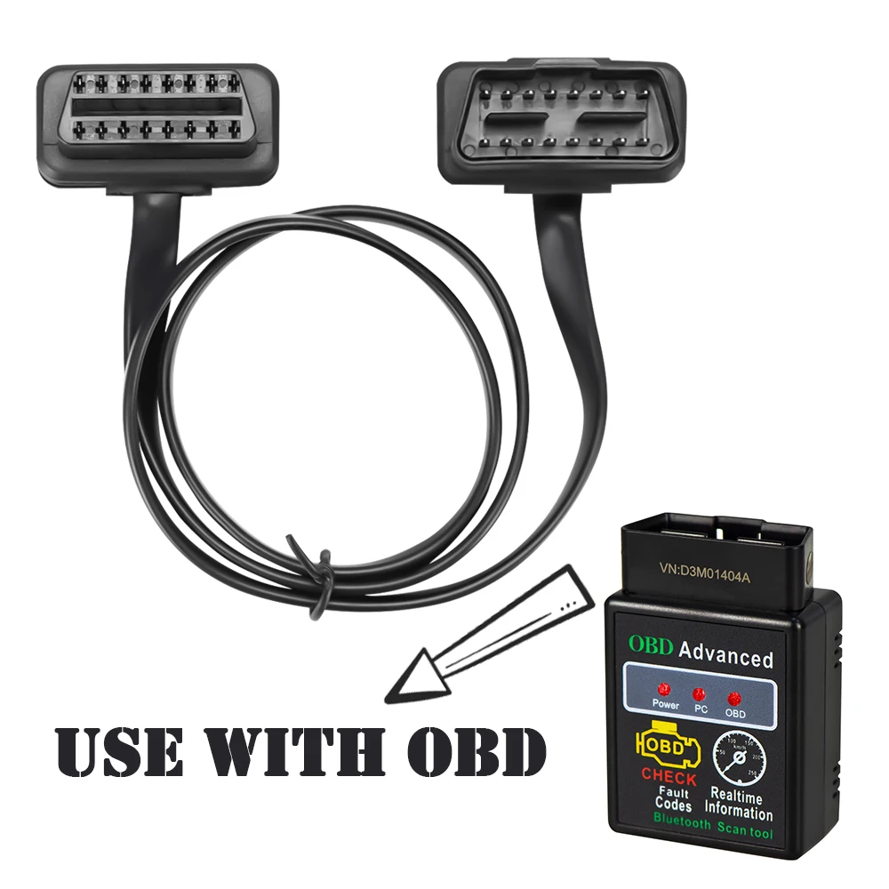 

16-контактный Удлинительный кабель OBD II OBD2 штекер-гнездо 60 см автомобильный диагностический удлинитель адаптер ELM327 считыватели OBDII кодовые сканеры