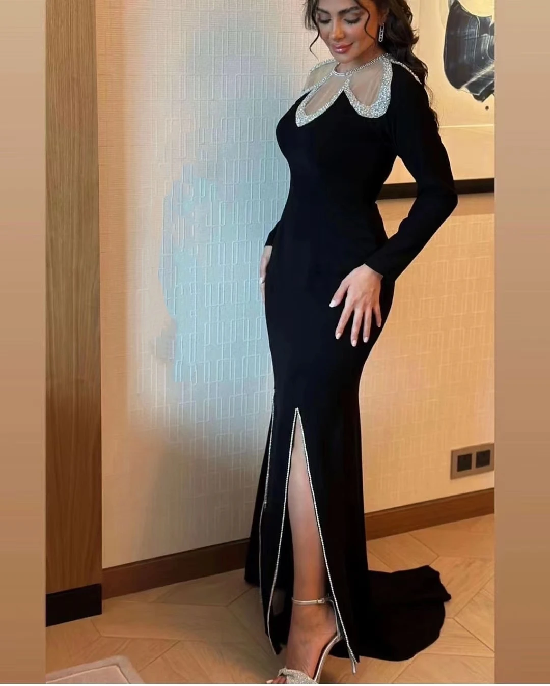 AsaNagi Black Mermaid Evening Dresses O Neck Long Sleeve High Slit Women Formal Party Dress vestidos de festa 2023 Low Price
AsaNagi Black Mermaid Evening Dresses O Neck Long Sleeve High Slit Women Formal Party Dress vestidos de festa 2023 Low Price