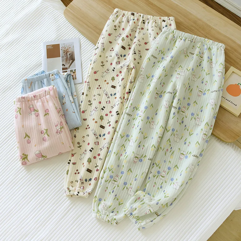 Muslin 100% Cotton Gauze Women Sleep Bottoms Printing Long Pants Home Sleepwear Fashion Casual Autumn Winter Female Clothing
Muslin 100% Cotton Gauze Women Sleep Bottoms Printing Long Pants Home Sleepwear Fashion Casual Autumn Winter Female Clothing