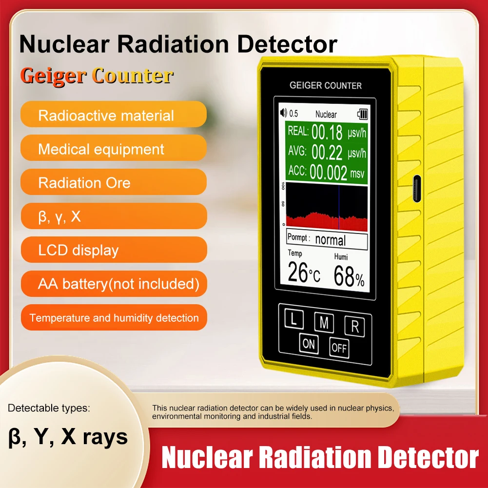 New BR-9C XR-3 PRO Nucleaire Radiation Detector Geiger Counter Humidity Temperature Detector Geigerteller Kleur Scherm Dosimeter
New BR-9C XR-3 PRO Nucleaire Radiation Detector Geiger Counter Humidity Temperature Detector Geigerteller Kleur Scherm Dosimeter