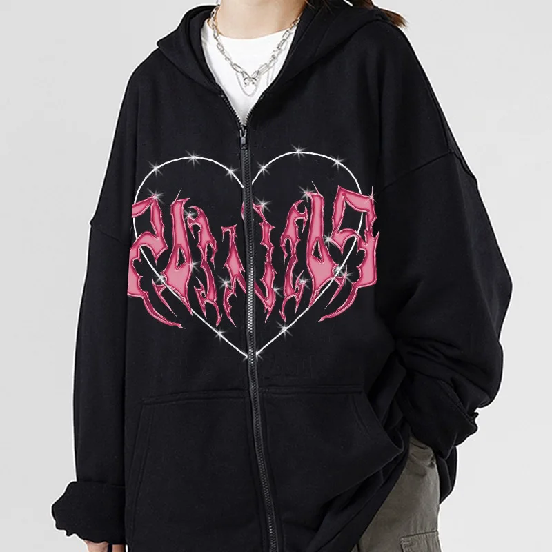 Hooded Sweatshirts Women Zip Up Hoodie Autumn Winter Goth Punk Pocket Print Long Sleeve Jackets Coats Female Harajuku Oversized
Hooded Sweatshirts Women Zip Up Hoodie Autumn Winter Goth Punk Pocket Print Long Sleeve Jackets Coats Female Harajuku Oversized