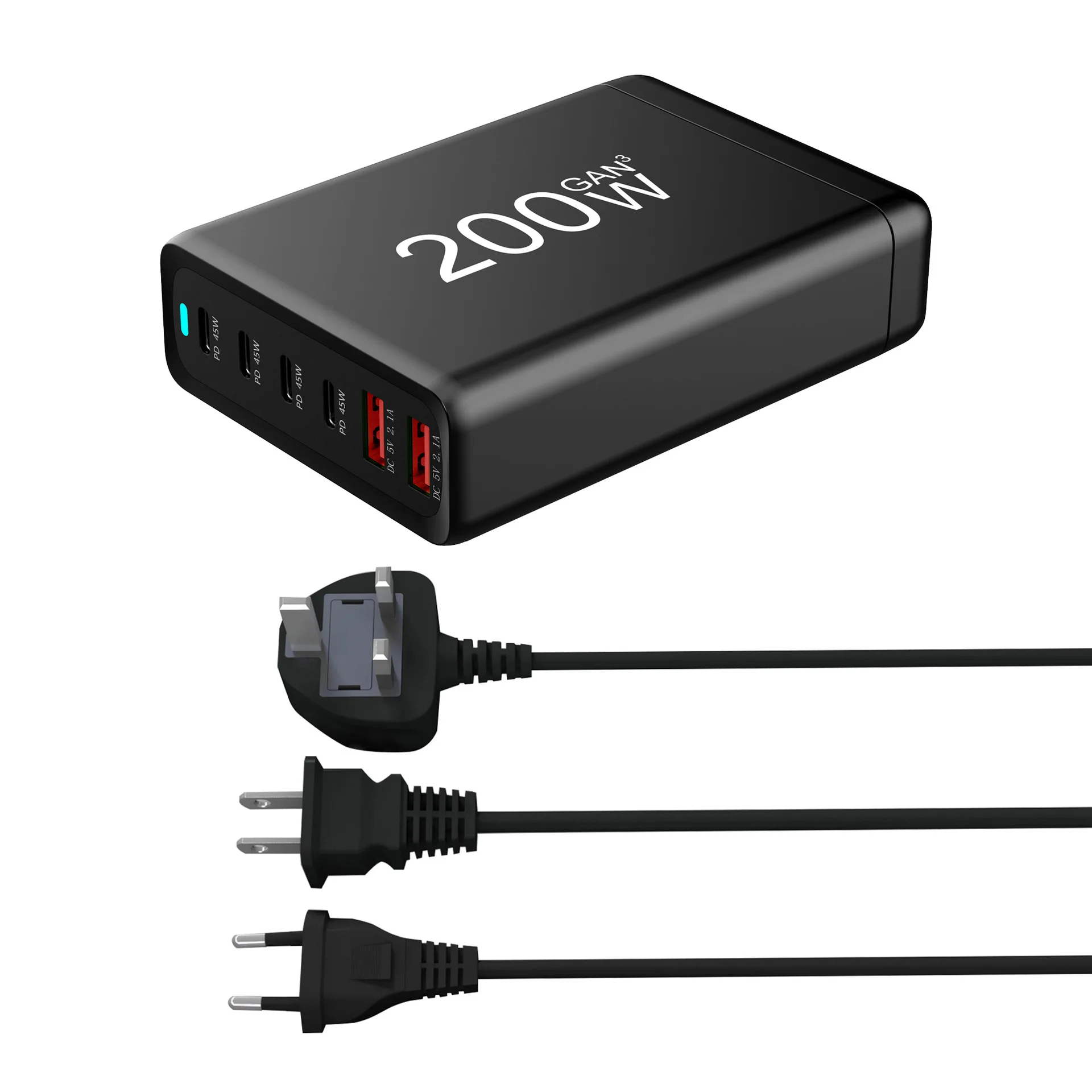 YIOUQ hot new 200W desktop charger Multi-functional 6-port portable power adapter 4-port PD output 45W+ 2-port USB mobile phone
YIOUQ hot new 200W desktop charger Multi-functional 6-port portable power adapter 4-port PD output 45W+ 2-port USB mobile phone