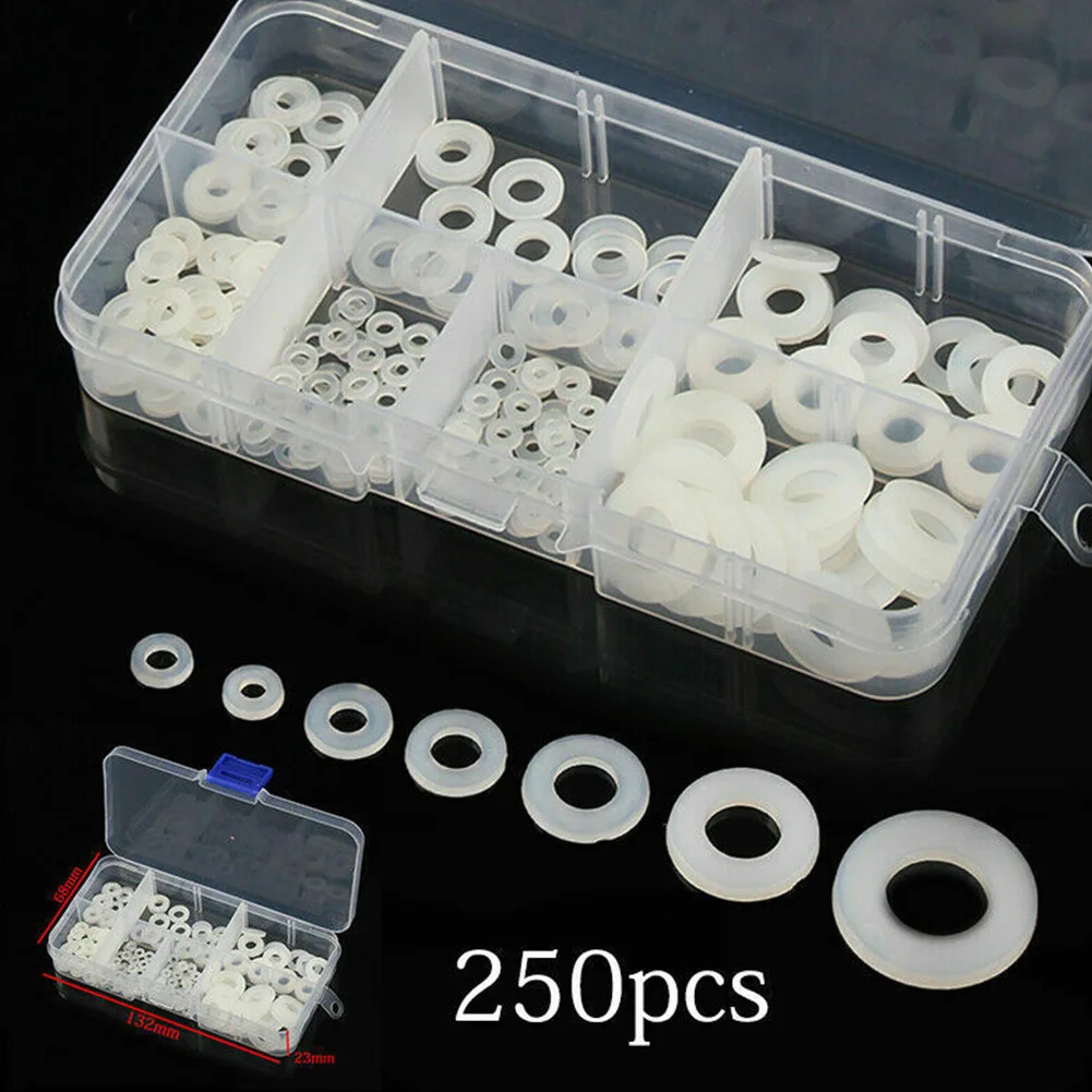 250pcs Wear Resisting Flat Multi Purpose Nylon Lightweight Round Gaskets Washer Set Sealed Easy Install Portable Insulation
250pcs Wear Resisting Flat Multi Purpose Nylon Lightweight Round Gaskets Washer Set Sealed Easy Install Portable Insulation