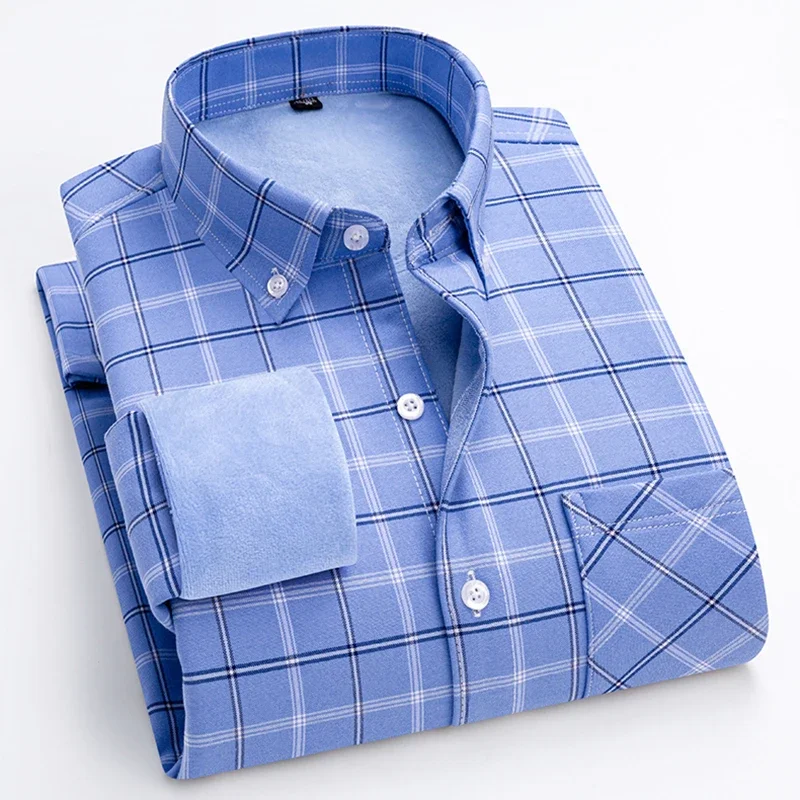 Winter New Plaid Long-sleeved Warm Shirt Oxford Striped Men's Single-breasted Square Collar Shirts Fashion Slim Casual S- 5XL
Winter New Plaid Long-sleeved Warm Shirt Oxford Striped Men's Single-breasted Square Collar Shirts Fashion Slim Casual S- 5XL