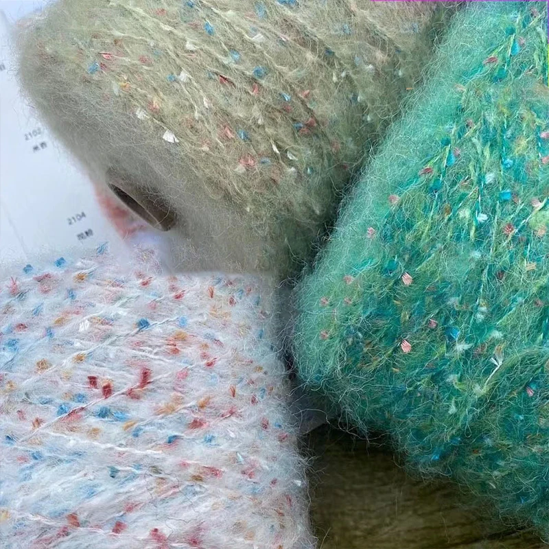 

50g Winter Warm Soft Mohair Yarn Colorful Sequin Wool Crochet Yarn For Hand Knitting Sweater Shawl Scarf DIY Material Supplies