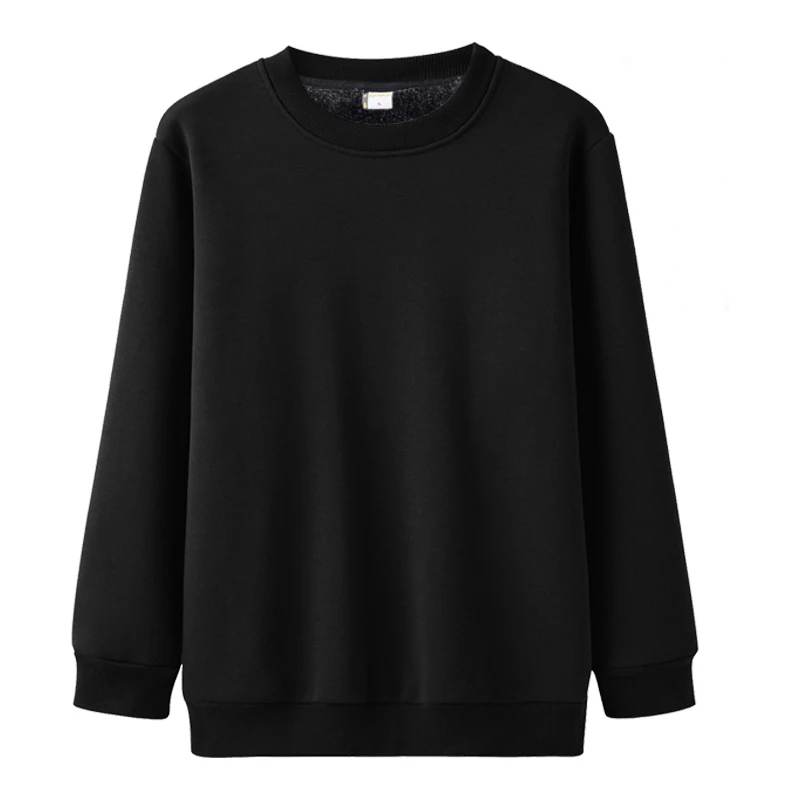 

Men Winter Crewneck Pullover Black Warm Velvet Plush Thickened Athleisure Classic Sweater Causal Style Men Tops