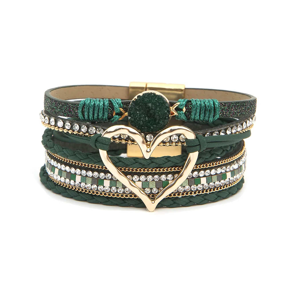 Retro Fashion Bohemian Multi layered Leather Colorful Bracelet Handwoven Gold Love Women's Bracelet Jewelry
Retro Fashion Bohemian Multi layered Leather Colorful Bracelet Handwoven Gold Love Women's Bracelet Jewelry