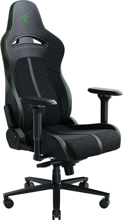 

Razer Enki Gaming Chair: All-Day Comfort - Built-in Lumbar Arch - Optimized Cushion Density - Dual-Textured, Eco-Friendly Synthe