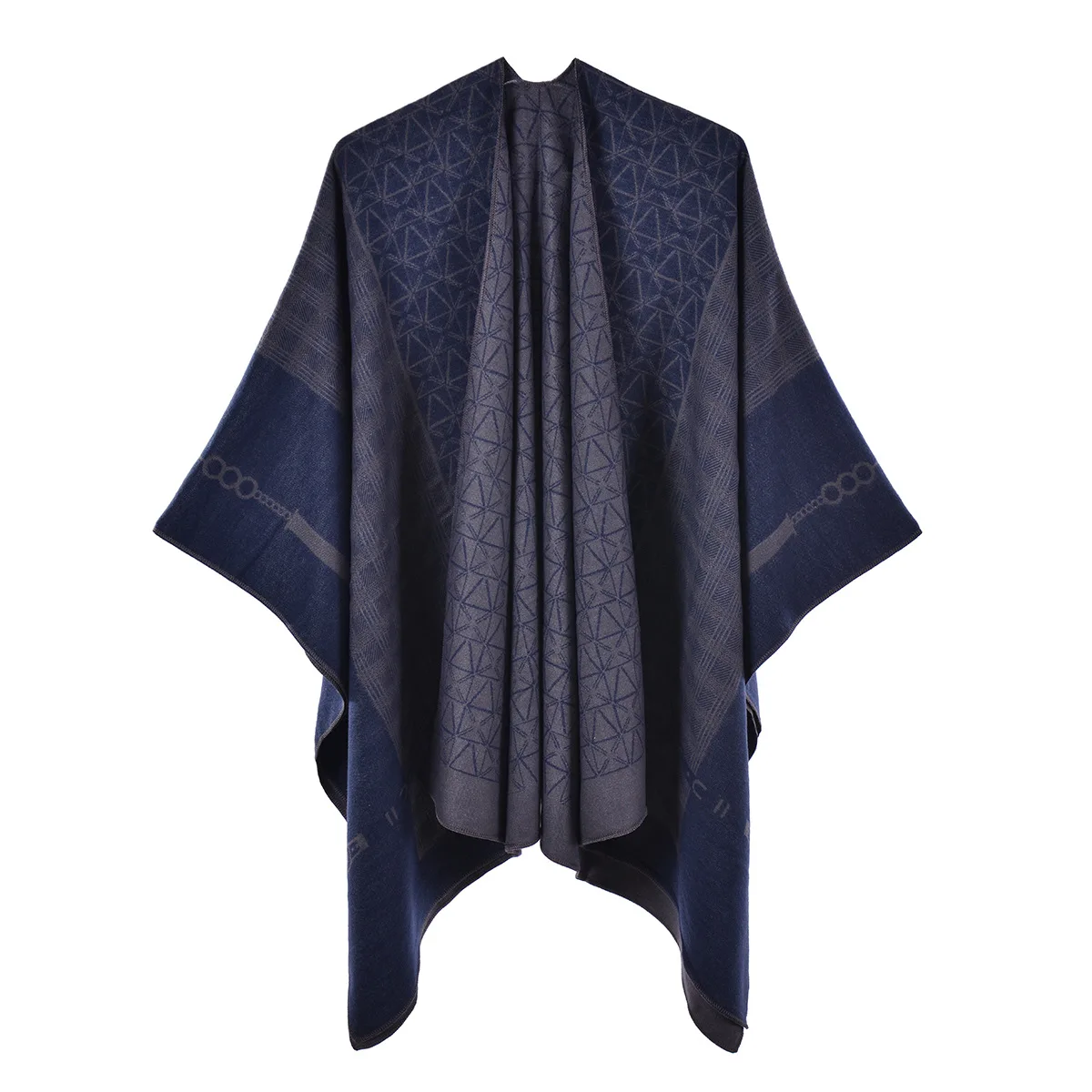 

New Check Pattern Cape Autumn Winter Travel Warm Scarf Imitation Cashmere Women Poncho Lady Capes Navy Cloaks