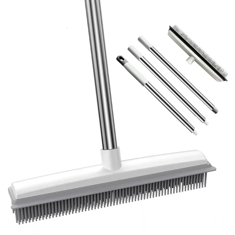 Rubber Broom Carpet Rake with Squeegee Long Handle for Pet Hair Fur Remover Broom for Fluff Carpet Hardwood Floor No Scratch
Rubber Broom Carpet Rake with Squeegee Long Handle for Pet Hair Fur Remover Broom for Fluff Carpet Hardwood Floor No Scratch