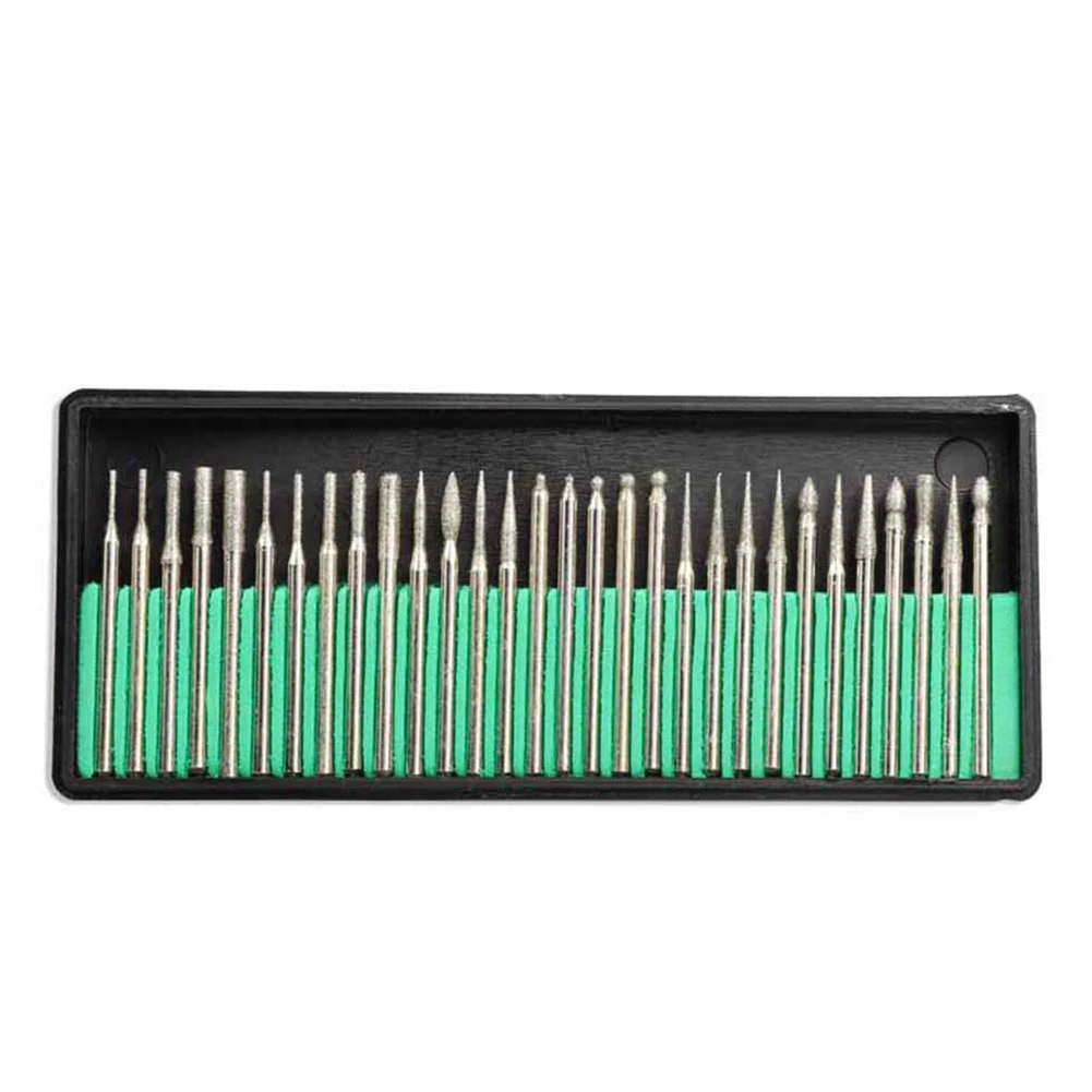 30pcs 2.35mm Shank Diamond Burs Set With Box For Electric Grinder Power Tools Grinding Head Grinding Needle Abrasive Tools
30pcs 2.35mm Shank Diamond Burs Set With Box For Electric Grinder Power Tools Grinding Head Grinding Needle Abrasive Tools