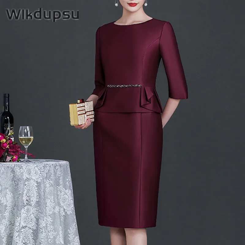 Vintage Pencil Dress Mother of The Bride Dresses For Wedding Formal Evening Middle Age Women Clothing Outfits Ladies Oversize 
Vintage Pencil Dress Mother of The Bride Dresses For Wedding Formal Evening Middle Age Women Clothing Outfits Ladies Oversize