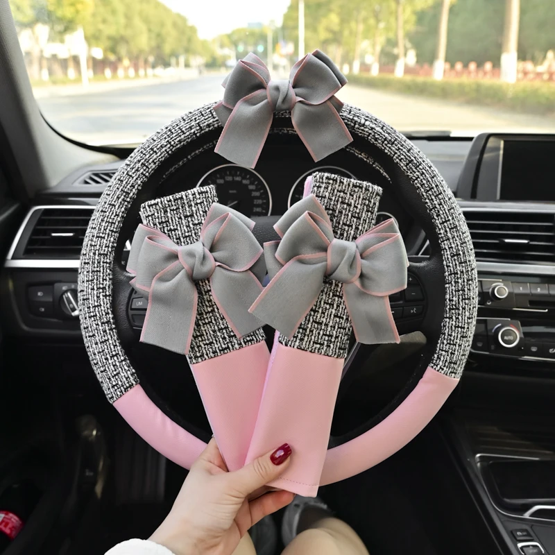 Classic Plaid Bowknot Universal Car Steering Wheel Cover Auto Seat belt Pad Sets Decro for Women Bow Series Car Accessories
Classic Plaid Bowknot Universal Car Steering Wheel Cover Auto Seat belt Pad Sets Decro for Women Bow Series Car Accessories