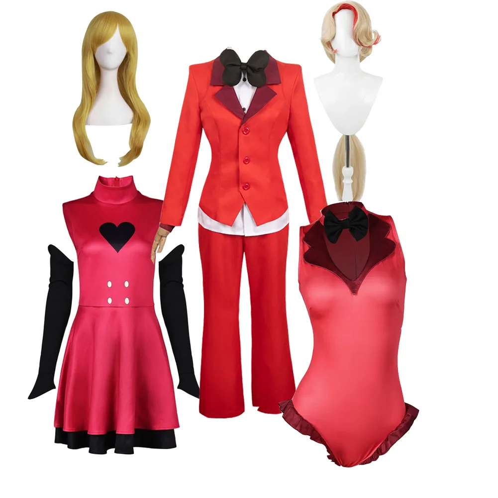 

Charlie Morningstar Hazbin Cosplay Fantasia Roleplaying Costume Adult Women Fantasy Red Uniform Swimsuit Dress Halloween Outfits