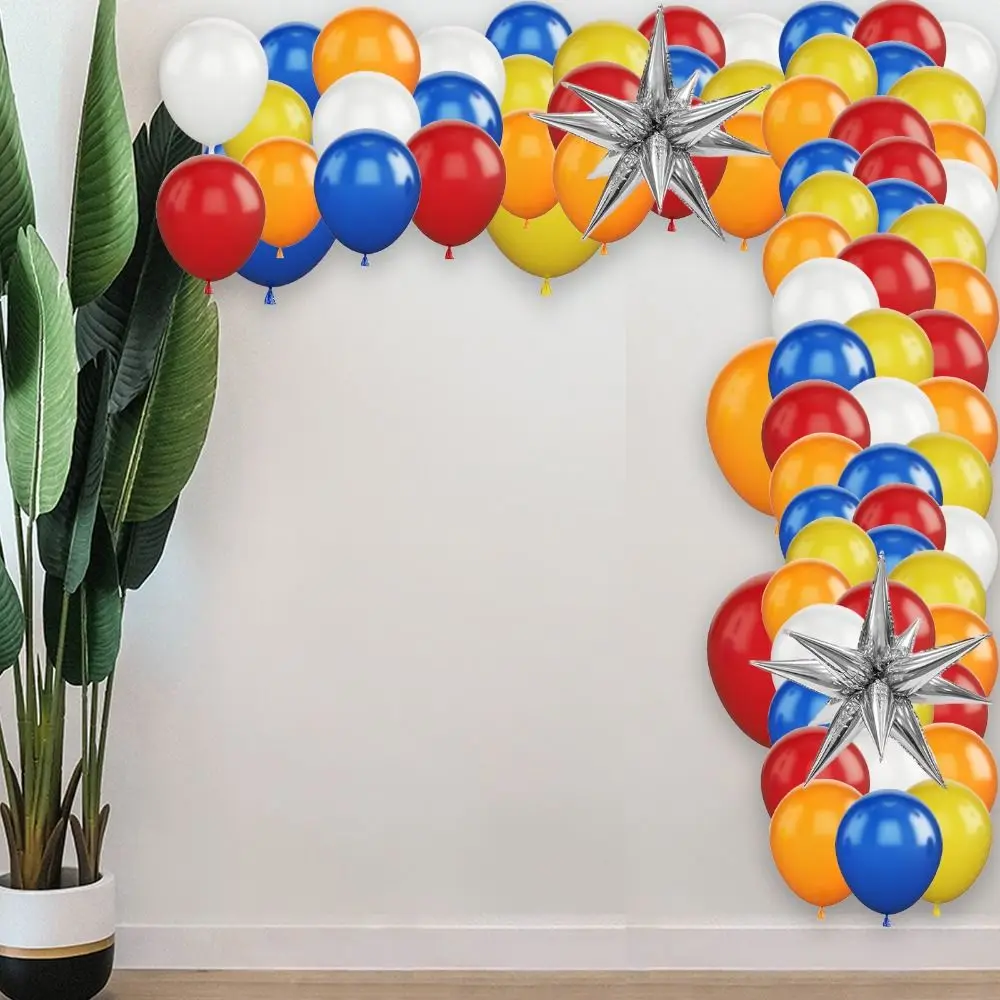 

Blue Balloon Arch Kit Birthday Party Yellow Orange Silver Star Foil Balloons Red Carnival Theme Boys