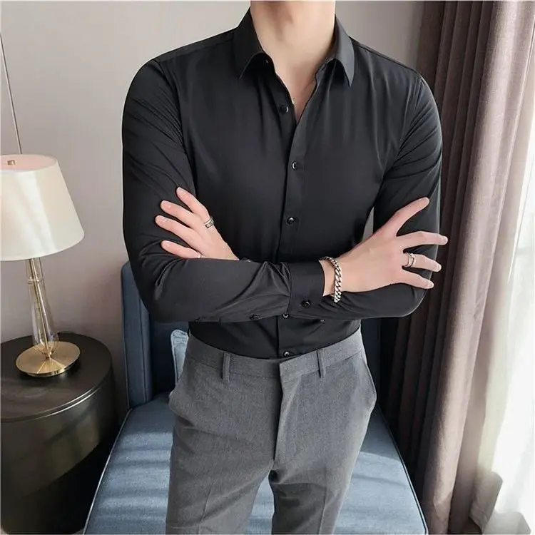 Men's Casual Stretchy Solid Long Sleeve Dress Shirts Without Pocket Standard-fit Formal Business Office Easy Care Shirt B36
Men's Casual Stretchy Solid Long Sleeve Dress Shirts Without Pocket Standard-fit Formal Business Office Easy Care Shirt B36