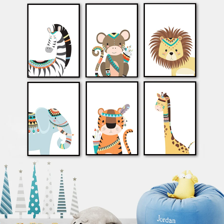 Cartoon Jungle Elephant Giraffe Zebra Lion Tiger Nursery Wall Art Print Canvas Painting Child Poster Baby Kids Bedroom Decor
Cartoon Jungle Elephant Giraffe Zebra Lion Tiger Nursery Wall Art Print Canvas Painting Child Poster Baby Kids Bedroom Decor