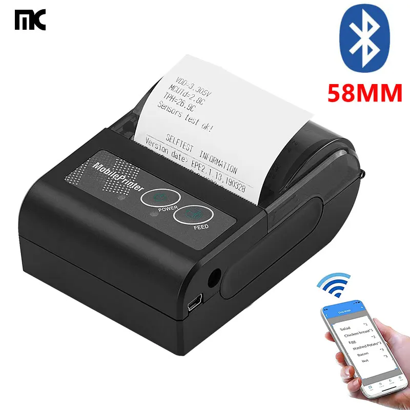 

58mm Mini Thermal Printers Portable Printer Android IOS Windows Machine Wireless USB Bluetooth For Small Business Label Printer